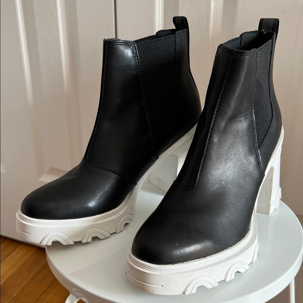 Sorel Brex Waterproof Platform Block Heel Chelsea Boot Black Size 9 - Picture 11 of 13